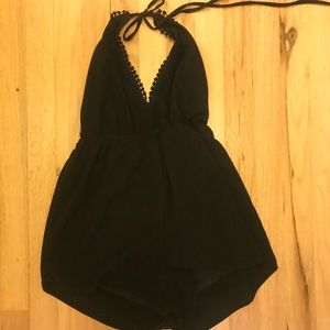 Black halter jumpsuit open back
